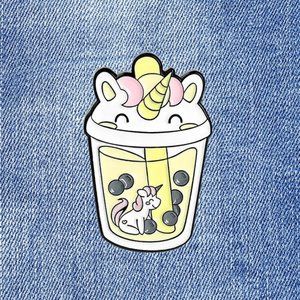 Unicorn Enamel Pin - Boba Pin - Bubble Tea Pin - Kawaii - Anime Enamel P…
